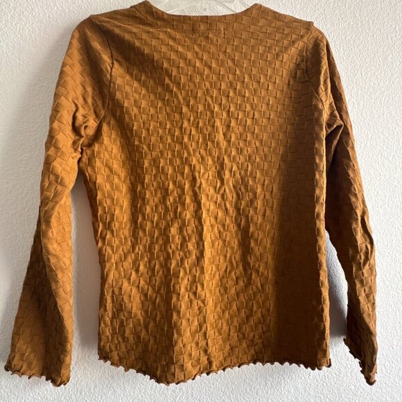 Madewell V Neck Checkerboard Jacquard Cardigan Size S Sepia Brown 100% Cotton - Picture 7 of 9